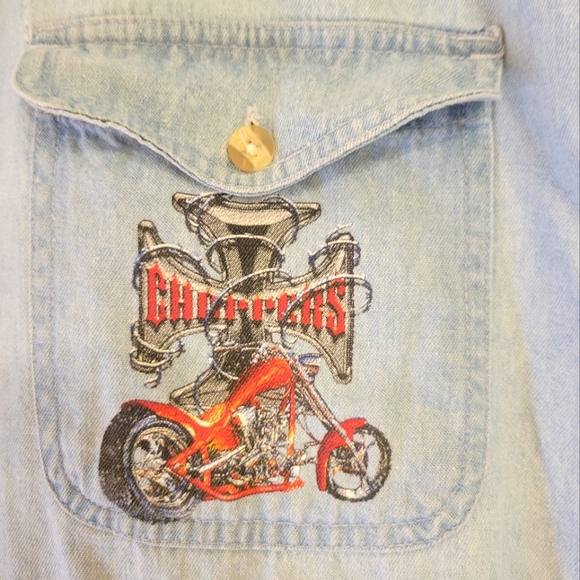 LOT OF 2 COTTON BIKER SHIRTS STURGIS INDIAN HEAD & CHOPPER PRINTS SLEEVELESS L - Picture 9 of 13